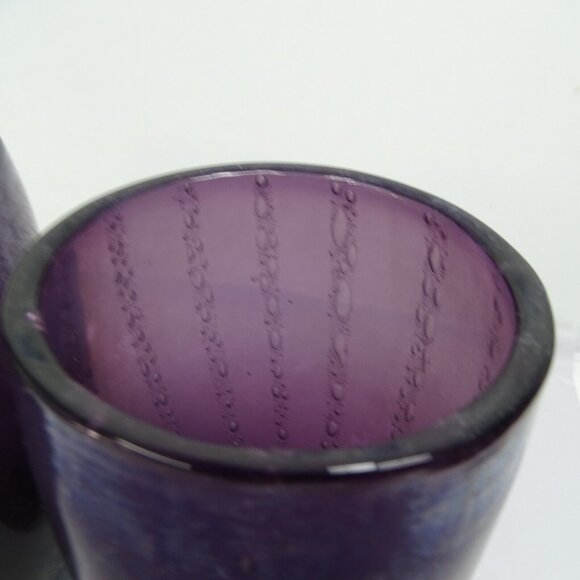 A Pair Vintage Deep Purple Amethyst Bubble‎ Hand Blown Glasses Highball - Picture 3 of 9